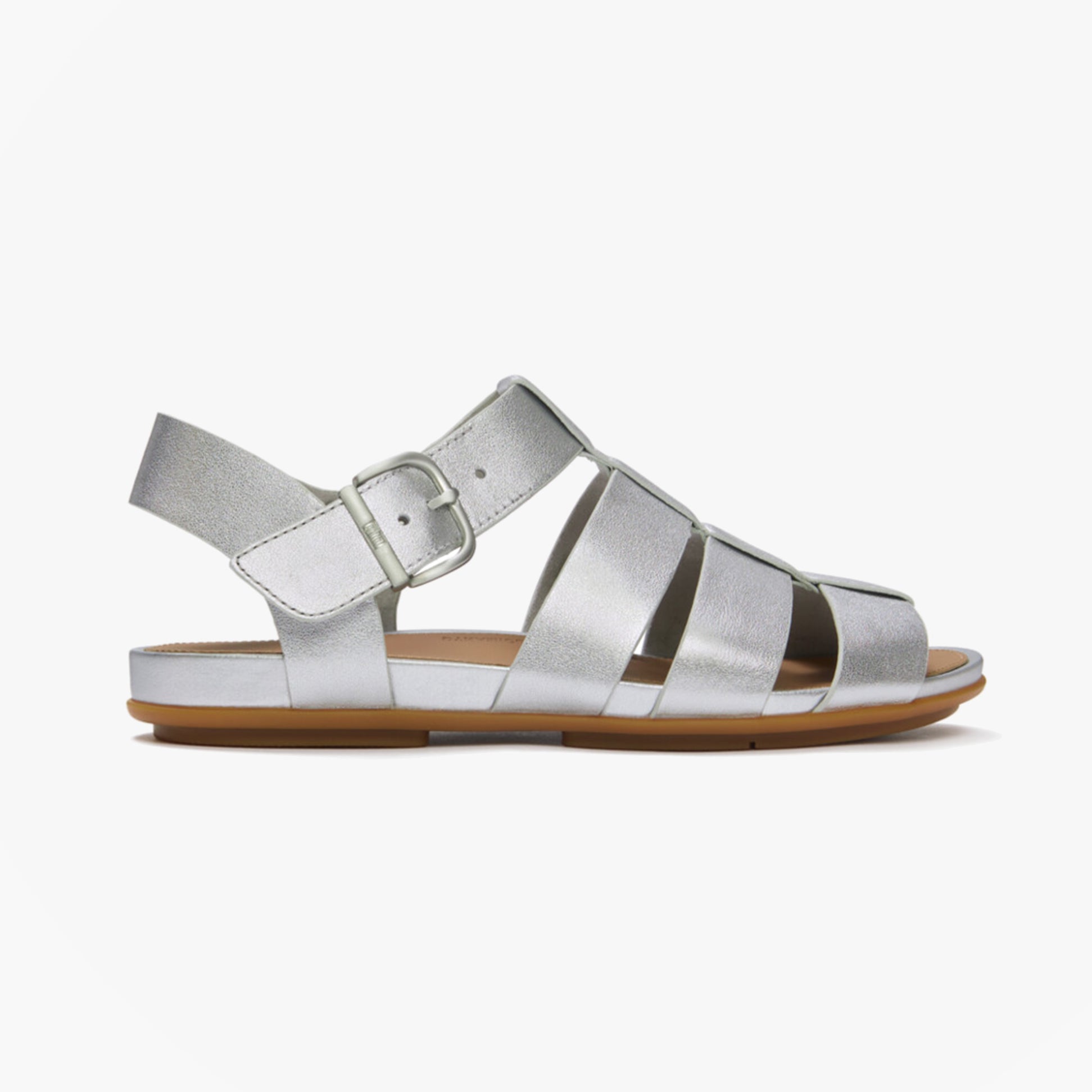 FitFlop GRACIE LEATHER Womens Ankle Strap Sandals Silver