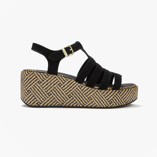 FitFlop PLATFFORMS GRAPHIC Womens Wedge Sandals Black
