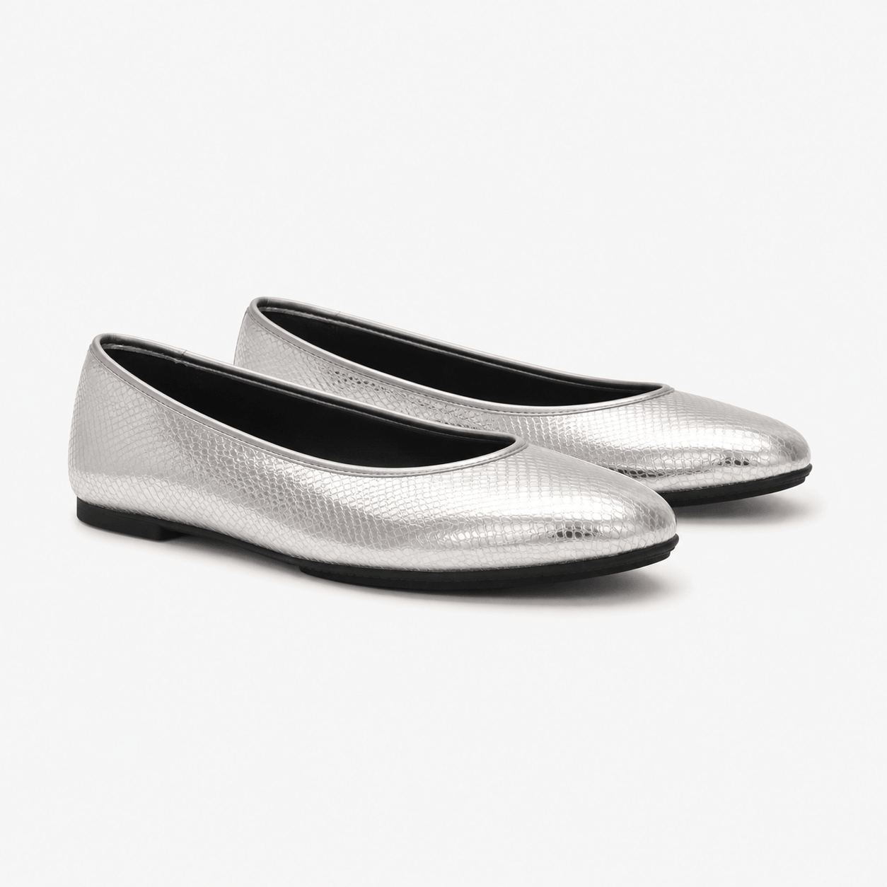 FitFlop DELICATO SNAKE METALLIC Womens Ballerina Shoes Silver