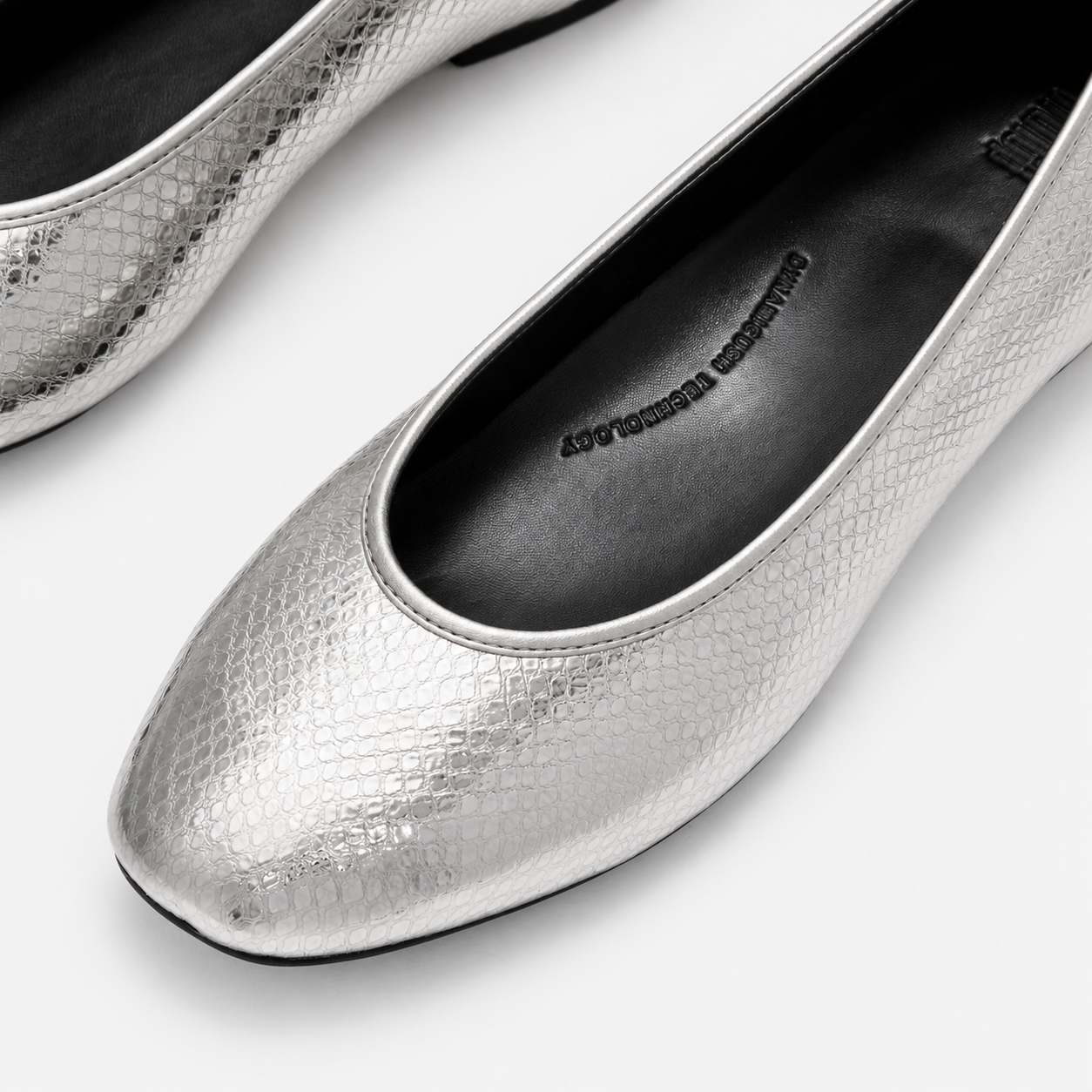 FitFlop DELICATO SNAKE METALLIC Womens Ballerina Shoes Silver