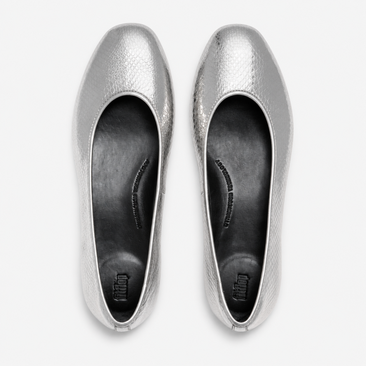 FitFlop DELICATO SNAKE METALLIC Womens Ballerina Shoes Silver
