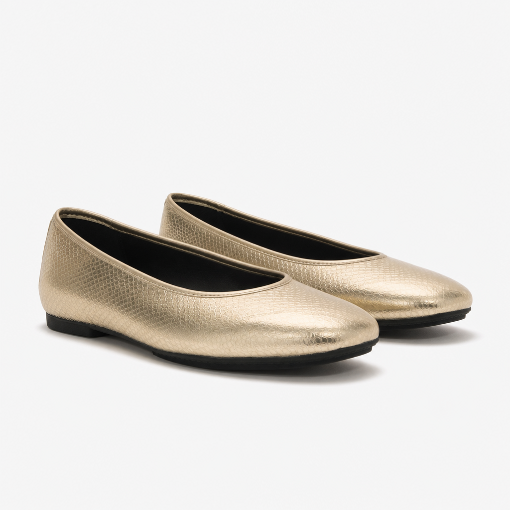 FitFlop DELICATO SNAKE METALLIC Womens Ballerina Shoes Platino