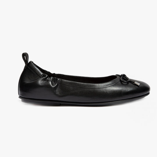 FitFlop ALLEGRO Womens Leather Ballerina Shoes All Black