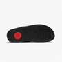 FitFlop LULU CRINKLED-SHIMMER Ladies Toe Post Sandals Metallic Black bottom view showing rubber sole with logo detail