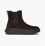 FitFlop F-MODE STITCH WARM SUEDE Ladies Chelsea Boots Chocolate Brown side view showcasing sleek design and soft suede material.