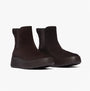 FitFlop F-MODE STITCH WARM SUEDE Ladies Chelsea Boots Chocolate Brown side view showcasing suede upper and rubber sole.