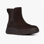 FitFlop F-MODE STITCH WARM SUEDE Ladies Chelsea Boots Chocolate Brown side view showcasing the suede upper and rubber sole.