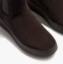 FitFlop F-MODE STITCH WARM SUEDE Ladies Chelsea Boots Chocolate Brown detail view of suede upper