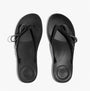 FitFlop iQUSHION GLITZ-BOW Ladies Flip Flops Black top view showcasing stylish design and comfortable fit.