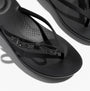 FitFlop iQUSHION GLITZ-BOW Ladies Flip Flops Black top view showcasing bow detail and TPR upper.