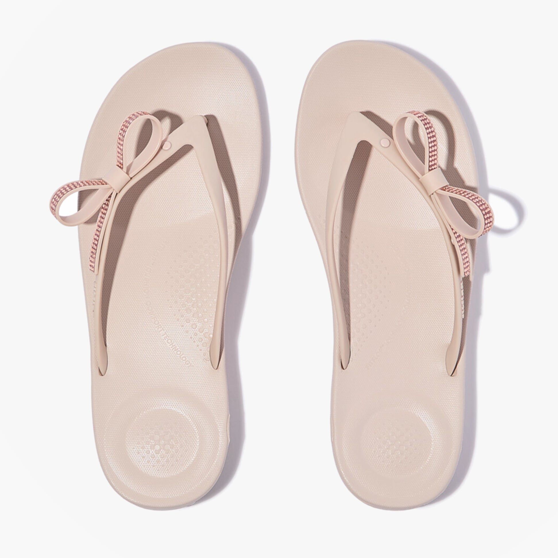 FitFlop iQUSHION GLITZ Womens Toe-Post Sandals Nude Rose