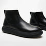 FitFlop iQ-COMFF LEATHER ZIP Womens Chelsea Boots All Black side view showcasing smooth leather finish and sleek design.