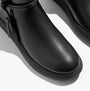 FitFlop iQ-COMFF TASSEL LEATHER Ladies Short Boots All Black top detail view of smooth leather finish and rounded toe.