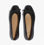 FitFlop DELICATO GLITZ-BOW LEATHER Womens Ballet Black top view of the shoe with bow accent.