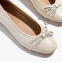 FitFlop DELICATO GLITZ-BOW LEATHER Womens Ballet Paris Beige detail view showcasing the shiny bow and soft leather upper.