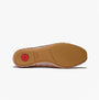 FitFlop DELICATO BOW SEQUIN BALLET Womens Ballet Classic Beige shoe bottom view with rubber sole and red logo.