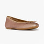FitFlop DELICATO BOW SEQUIN BALLET Womens Ballet Classic Beige side view of ballerina shoe with bow detail.