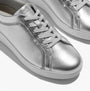 FitFlop RALLY CRYSTAL-TRIM LEATHER Womens Fashion Trainers Silver detail view with lace-up design and metallic shine.