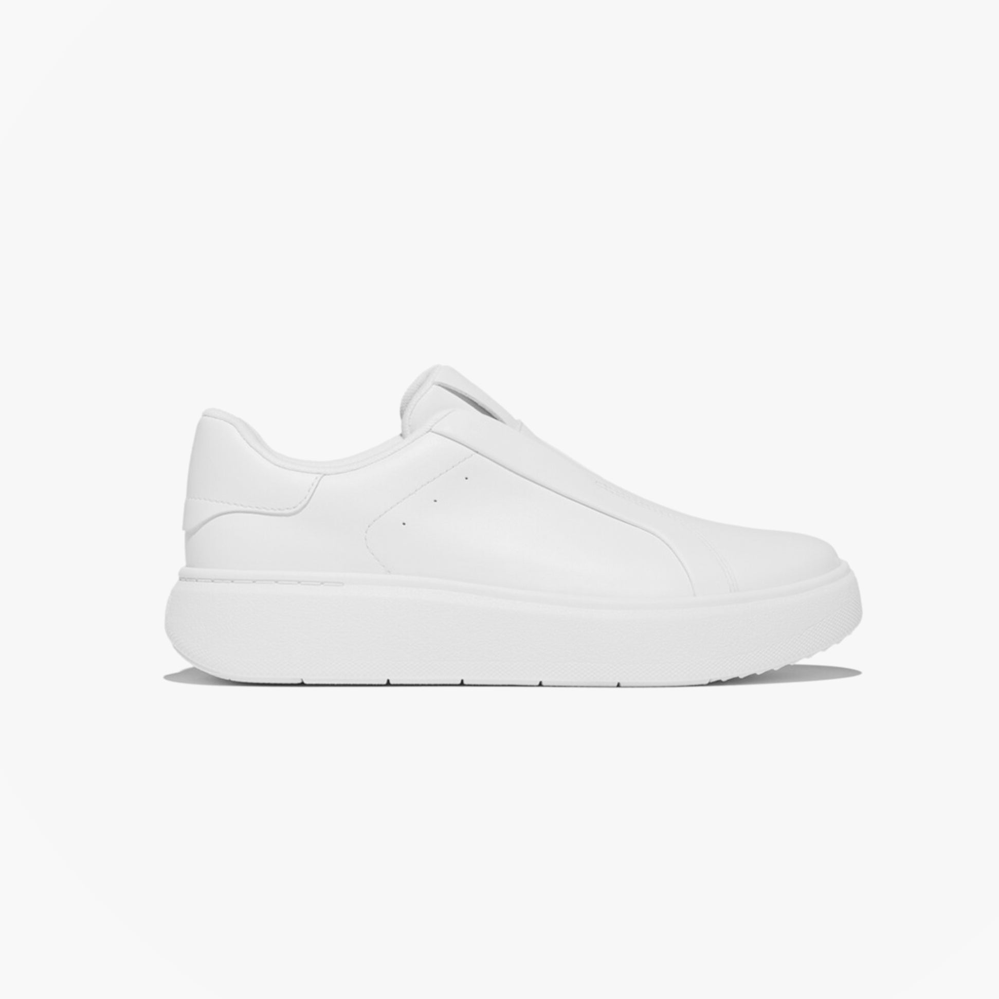 FitFlop 'Ready To Go' LEATHER LACELESS Ladies Sneakers Urban White side view showcasing sleek design and premium leather.