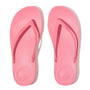 FitFlop IQUSHION ERGONOMIC Womens Flip Flops Geranium Pink top view showing pink rubber design and comfort features.