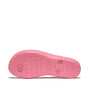 FitFlop IQUSHION ERGONOMIC Womens Flip Flops Geranium Pink bottom view highlighting traction and rubber sole design.