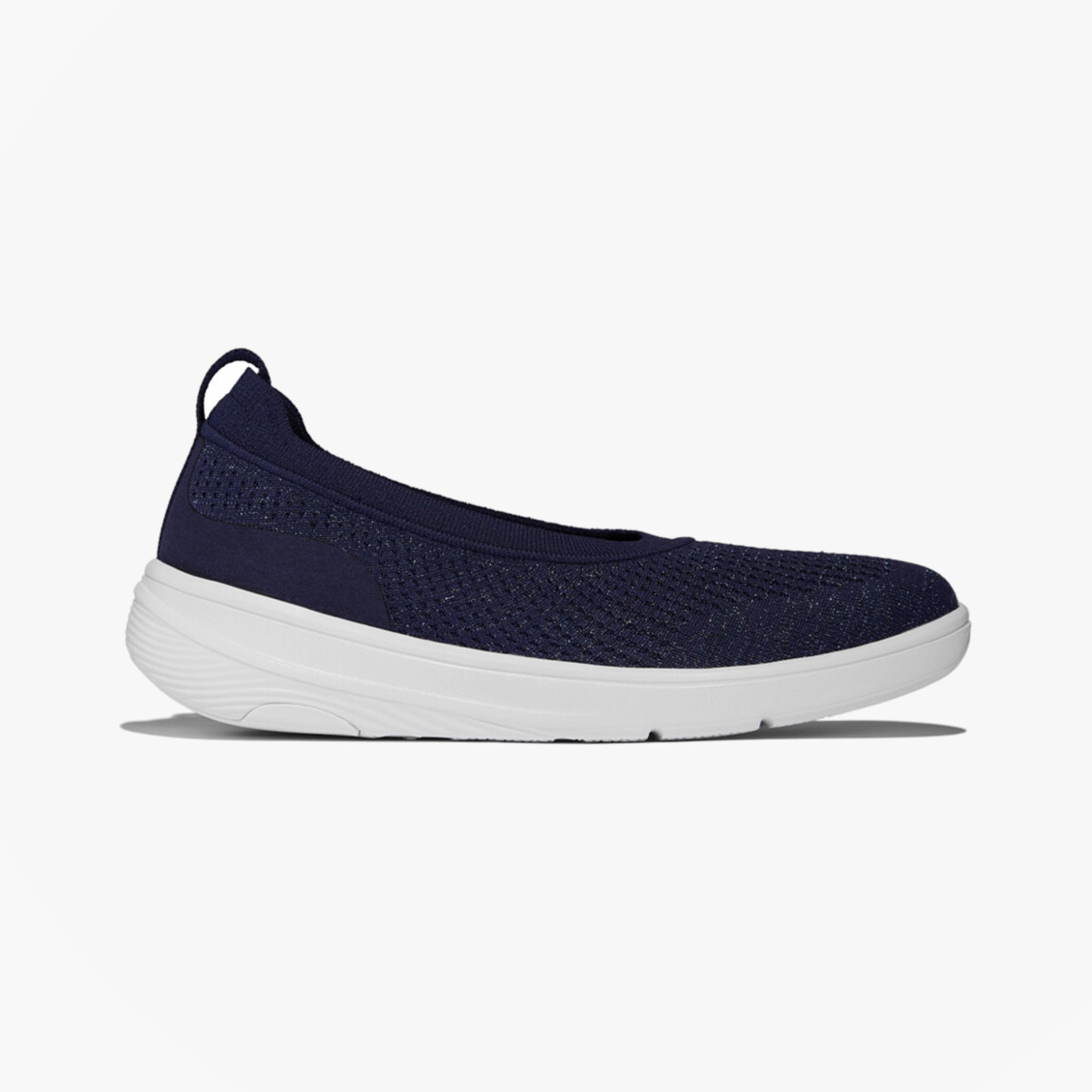 FitFlop SUPER-Q KNIT Womens Ballerina Shoes Metallic Midnight Navy