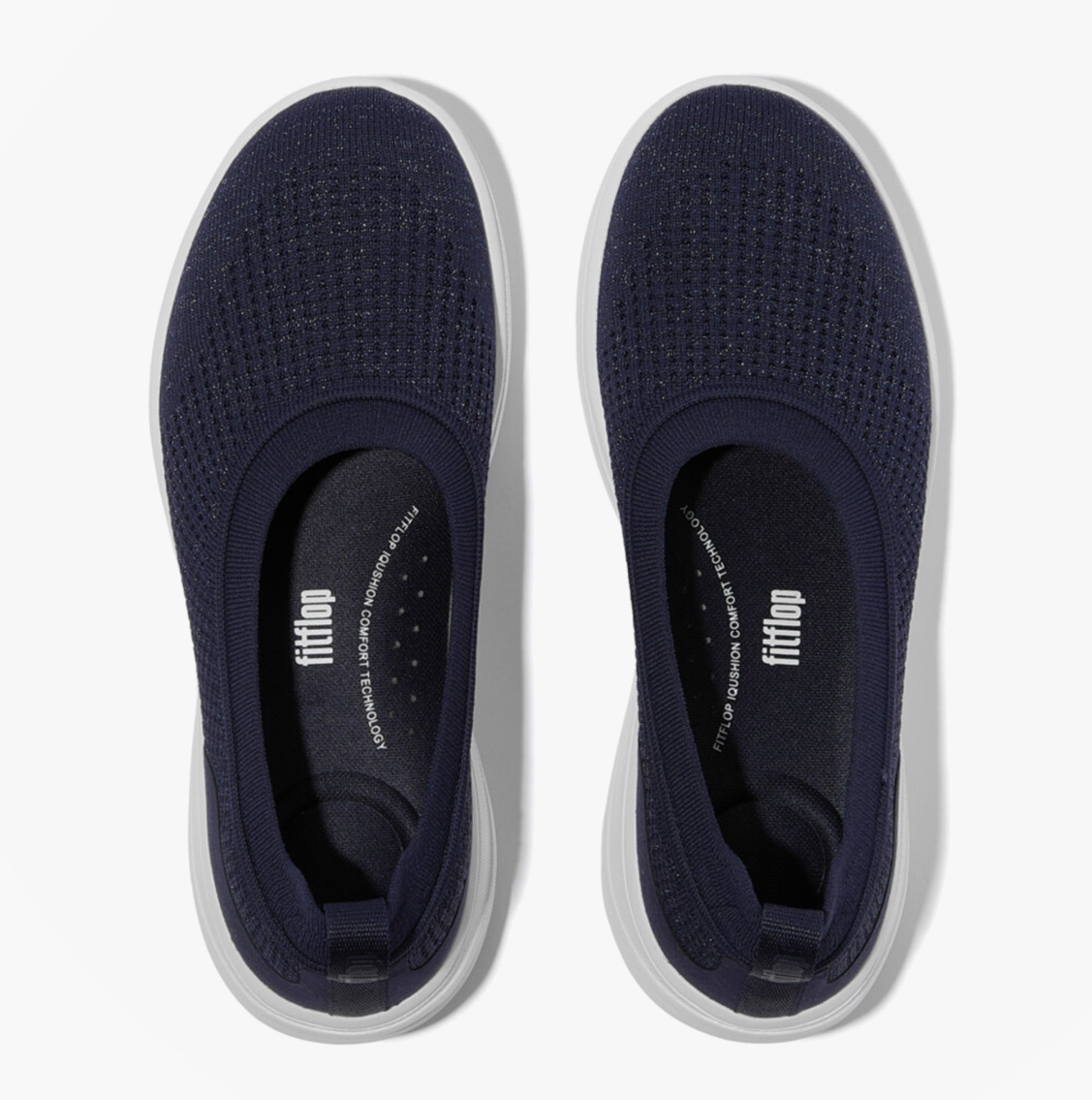 FitFlop SUPER-Q KNIT Womens Ballerina Shoes Metallic Midnight Navy