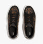 FitFlop 'Ready To Go' LEOPARD SUEDE Ladies Sneakers Black/Chocolate Mix top view showcasing the suede upper and lace-up closure.