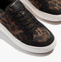 FitFlop 'Ready To Go' LEOPARD SUEDE Ladies Sneakers Black/Chocolate Mix top view showcasing suede and leopard print detail.