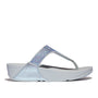 FitFlop LULU CRYSTAL EMBELLISHED Womens Toe Post Sandals Quiet Blue side view showcasing crystal detailing and comfortable sole.