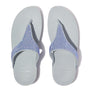 FitFlop LULU CRYSTAL EMBELLISHED Womens Toe Post Sandals Quiet Blue top view, showcasing crystal embellishments and sleek design.