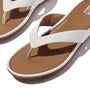 FitFlop GRACIE LEATHER Womens Flip Flops Urban White detail view showcasing leather upper and rubber sole.