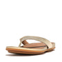 FitFlop GRACIE LEATHER Womens Flip Flops Platino front view showing stylish leather design and lightweight sole.