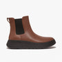 FitFlop F-MODE FLATFORM Womens Chelsea Boots Rich Brown side view showcasing leather upper and platform sole.