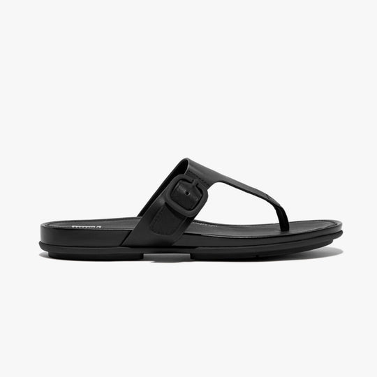 FitFlop GRACIE RUBBER-BUCKLE LEATHER Womens Toe Post All Black