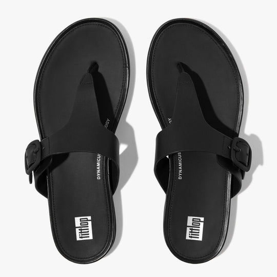 FitFlop GRACIE RUBBER-BUCKLE LEATHER Womens Toe Post All Black