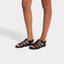 FitFlop GRACIE RUBBER-BUCKLE Womens Fisherman Sandals All Black side view on model's feet.