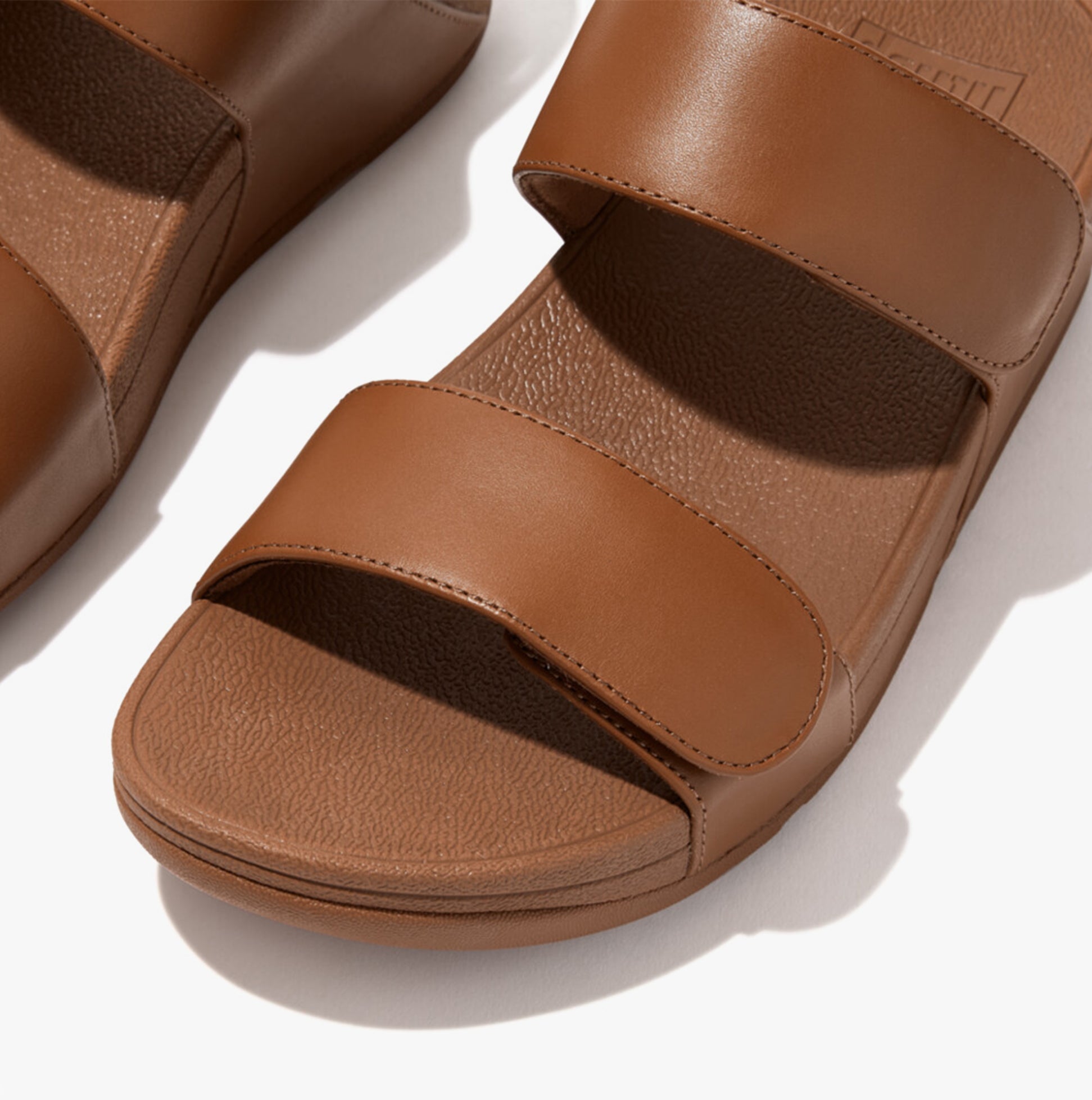 FitFlop LULU ADJUSTABLE LEATHER Womens Slides Light Tan