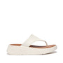 FitFlop F-MODE LEATHER FLATFORM Womens Toe Post Sandals Cream side view showing leather upper and rubber sole.