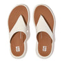 FitFlop F-MODE LEATHER FLATFORM Womens Toe Post Sandals Cream top view showing leather design and slip-on style.