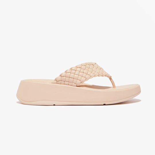 FitFlop F-MODE WOVEN-LEATHER Womens Toe Post Sandals Rose Foam