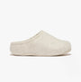 FitFlop SHUV e01 Womens Clog Slippers Ivory side view showing soft felt upper and slip-on design.