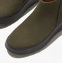 FitFlop F-MODE SUEDE FLATFORM Womens Ankle Boots Deep Olive top view showcasing suede upper and rubber sole.
