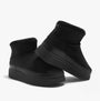 FitFlop GEN-FF ULTRA-MINI Womens Boots All Black side view showcasing shearling and rubber sole.