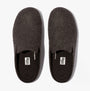 FitFlop CHRISSIE II HAUS E01 Womens Felt Slippers All Black top view showing side openings and soft felt upper.