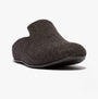 FitFlop CHRISSIE II HAUS E01 Womens Felt Slippers All Black side view showcasing the felt upper and rubber sole.