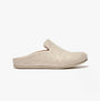 FitFlop CHRISSIE II HAUS E01 Womens Felt Slippers Ivory side view of felt mules with slip-on design.