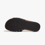 FitFlop iQUSHION ADJUSTABLE BUCKLE LEATHER Womens Slides Black bottom view showing rubber sole design.