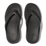FitFlop RELIEFF RECOVERY Womens Toe Post Sandals Black top view, showcasing comfort and slip-resistant design.