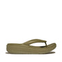 FitFlop RELIEFF RECOVERY Womens Toe Post Sandals Camo-Green side view showcasing comfort design and slip-resistant sole.